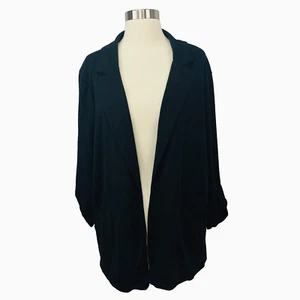 Torrid NWT Black Jersey Blazer Roll Tab Sleeves Pockets Lined 2X (18-20) - Picture 1 of 13
