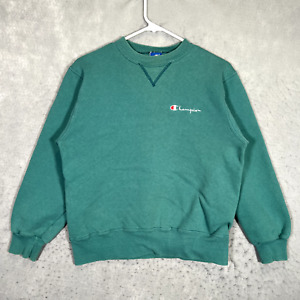 A1 Vintage 90s Champion Crewneck Sweatshirt Youth Medium Teal Spellout USA Made