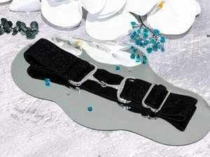 Cinturón Snaffle Equestrian Bling. Negro brillante y plata. Ajustable. Infantil. - Imagen 1 de 3