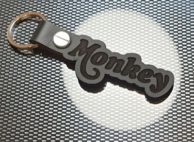 MONKEY BLACK LEATHER KEYRING MOTORCYCLE OL - Image 1 of 4
