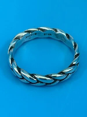 Anel James Avery aposentado com corda trançada prata esterlina tecido torcido tamanho 5,75 - Imagem 1 de 4