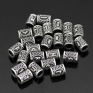 24pcs Vintage Paracord Metal Beads Antique Paracord Rune Bead Jewelry Making Sup