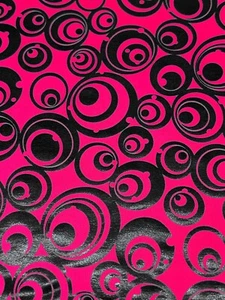 Power Knit Fabric Bright 4 Way Stretch Pink Circles Athletic By the Yard - Picture 1 of 3