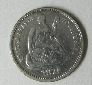 1871 Seated Liberty Half Dime Nice Fine - Picture 1 of 2