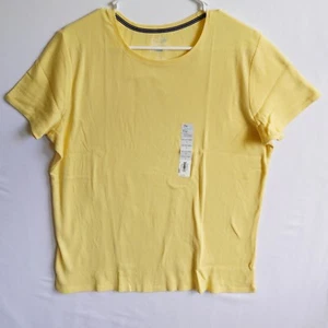 Croft & Barrow Classic Tee Premium Soft Yellow Short Sleeve Blouse Top NWT Large - Picture 1 of 3
