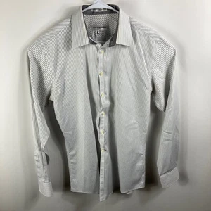 Jhane Barnes Menswear Men's White Gray Pinstripe Button Up Shirt - Size 34/35 - Picture 1 of 12