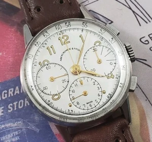 SELTENE Vintage 1940er Heuer für Abercrombie Fitch Chronograph Uhr Valjoux - Bild 1 von 12