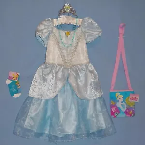 Disney Cinderella Princess Costume Dress-girl XS/3T-4T-Tiara-Jewelry-Purse-Socks - Picture 1 of 17