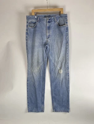 "De colección JEANS VALENTINO Azul Lavado Denim Jeans Pierna Recta Hombre Etiqueta 40 Funciona 36""" Foto 1 de 4