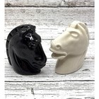 Vintage Horse Head Salt and Pepper Shakers Black/White Equestrian Decor