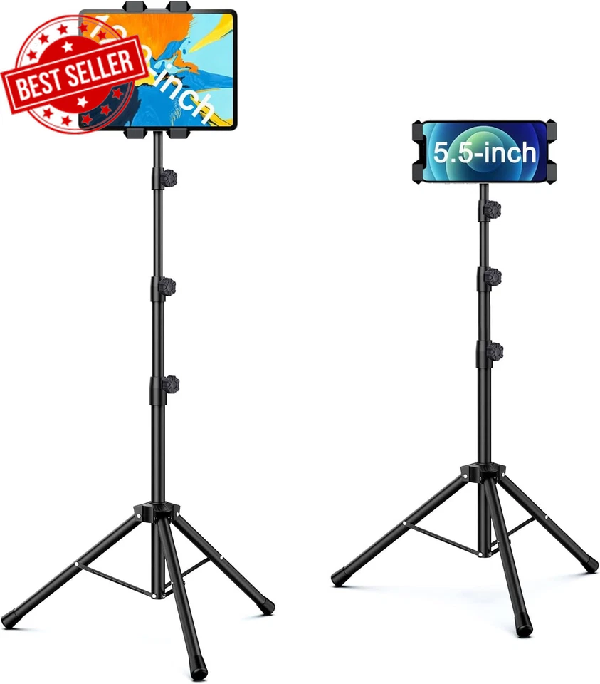 5.5-12.9 Inches Phone & Tablet Floor Stand, Height Adjustable Floor Tripod Stand - image 1 of 4