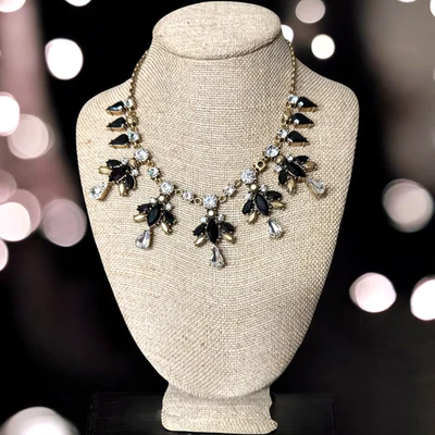 J. Collar Crew tono dorado negro y cristal transparente JC522 Foto 1 de 4