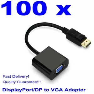 Lot 100 x DisplayPort DP Male To VGA Female Adapter Display Port Cable 25cm - Picture 1 of 6