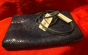 Lot of 2 Vintage Original Tags Whiting & Davis Blue Mesh Bag & Black Coin Purse - Picture 1 of 11