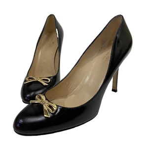 Mini arco para mujer Kate Spade Antonella tacones negros patente tono dorado metal talla 9 - Imagen 1 de 12