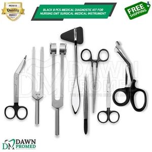 Kit de diagnóstico médico negro de 8 piezas para instrumento médico quirúrgico EMT de enfermería - Imagen 1 de 8