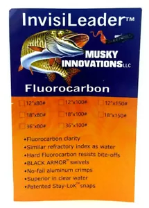 MUSKY INNOVATIONS 80LB TEST FLUOROCARBON INVISILEADER™ (CHOOSE LENGTH) - Picture 1 of 3