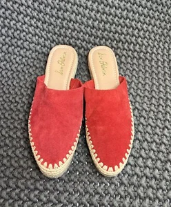 Sam Edelman Red Suede Espadrille Mules Slides Women Size 8 Made In India - Picture 1 of 15