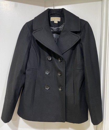 MICHAEL KORS Cappotto Pea Donna Miscela Lana Medio Doppio Petto Foderato Nero