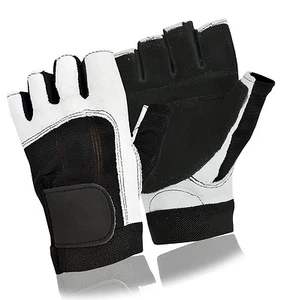 Leather Padded Weight Lifting Body Building Training Gloves Exercise Fitness Gym - Picture 1 of 3