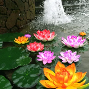 10pcs Artificial Flower Lotus Pad Floral Pond Tank Lillies Wedding Home Decor - Picture 1 of 12
