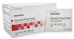 Große ALKOHOLVORBEREITUNGSPADS Tupfer Tücher - zwei Schachteln - 200 insgesamt - McKesson 58-404 - Bild 1 von 1