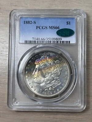 1882 S Morgan Silver Dollar Crazy Toned MS 66 CAC - Image 1 of 4