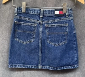 Tommy Hilfiger jean Skirt Vintage girls Sz 10 Spell Out Y2k - Picture 1 of 4