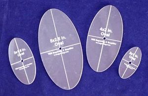 4 Piece Quilt Ovals Templates 1/8 " -2", 3", 4", 5" w/ Center Hole & Guidelines - Picture 1 of 2
