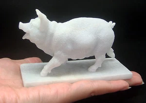 Hand Made NATURAL BURMA WHITE "A" JADE Happy Pig Walking Figurine Carving Statue - Picture 1 of 6