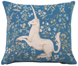 Licorne Fleuri Blue Tapestry Cushion Pillow Covers For Home Decor New 19x19 in - Picture 1 of 8
