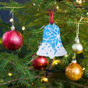 Blue Snowflake Christmas Wooden ornaments - Picture 1 of 13