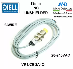 DIELL Inductive Proximity SW. AC 2-wire 20-240V 18mm VK1CO2A4Q unshielded - Picture 1 of 6