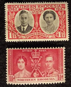 Northern 1937 Coronation - Southern 1947 visit Rhodesia Elizabeth-George Lot(2) - Picture 1 of 1