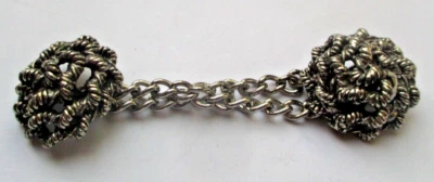 Anciens boutons Attache argenté boucle ceinture gilet cape accessoire vintage 83 - Photo 1/3