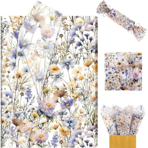100 Blatt Wildblumen Garten Blumen Seidenpapier 13,8 x 19,7 Zoll Aquarell... - Bild 1 von 9