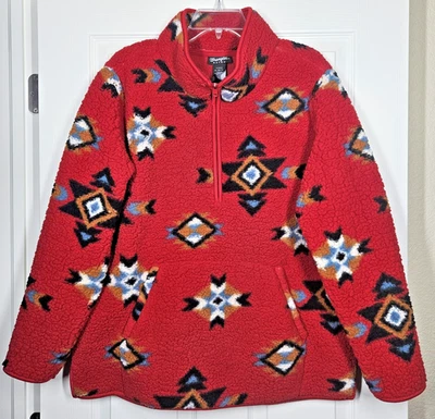 Suéter Wrangler retrô feminino XL vermelho 1/4 zíper pulôver de lã sudoeste asteca - Imagem 1 de 4