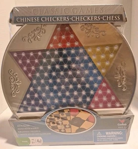 New Cardnal Classic Games Metal Board Chinese Checkers, Checkers, Chess  - Picture 1 of 14