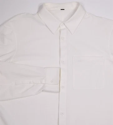 Lululemon 男式 Commission 纯白色纽扣正装衬衫 L — 第 1/4 张图片