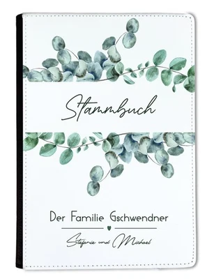 Stammbuch A5 personalisiert Familienstammbuch Leder Eukalyptus Rahmen - Bild 1 von 4