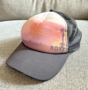 De colección Roxy Trucker Sombrero Gorra Snapback Negro Blanco Puesta de sol Rosa Surfer Patinador Y2K - Imagen 1 de 17