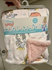 Disney Princess Pink Baby Blanket Sherpa Cinderella Ariel Rapunzel Girls Lovey