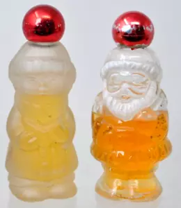 Vtg Avon JOLLY SANTA and CAROLER Figurine Bottle Glass Christmas - Picture 1 of 3