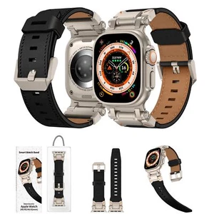 Connecteur Métal Bracelet Cuir Véritable Souple pour iWatch Série SE 9 1 Ultra 49/42mm - Photo 1 sur 32