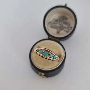 Anello Barca Cinque Pietre Cabochon Oro Giallo Vittoriano 18 carati 18k 750 - Foto 1 di 17