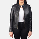 Leather Jacket Size Women's Coat Women Moto Biker Vintage Soft Bomber Black 70