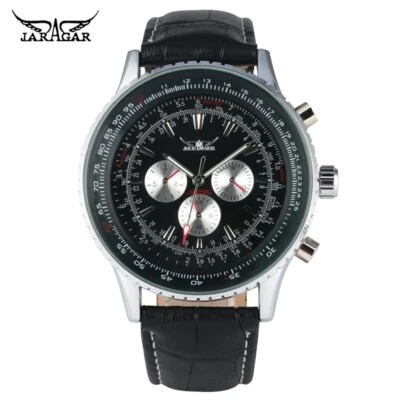 Reloj Hombre Automático Mecánico Acero Inoxidable Esqueleto Correa Cuero Foto 1 de 4