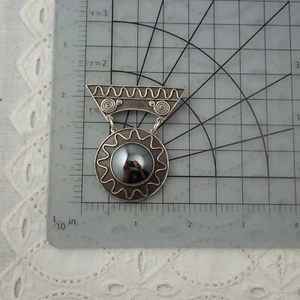 Vintage Artisan Modern Sterling Hematite Dangle Pin Brooch by Cheryl Lynn 27.4g - Picture 1 of 9