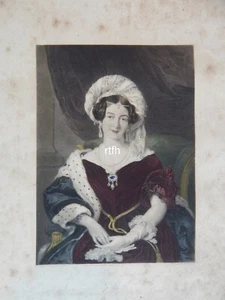 1841 ANTIQUE FREDERICK BACON STEEL ENGRAVING DUCHESS OF KENT HAND COLORED - Picture 1 of 7