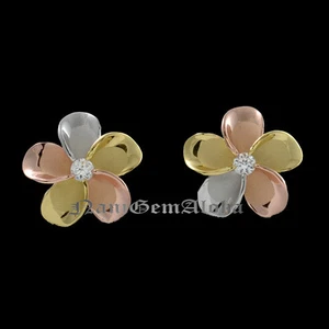 Pendientes de plumeria rodio de plata 925 hawaiana de 8-18 mm - Imagen 1 de 18